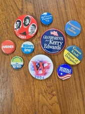 LOT OF 12 VINTAGE PINBACK BUTTONS SOME POLITICAL - Republican Democrats