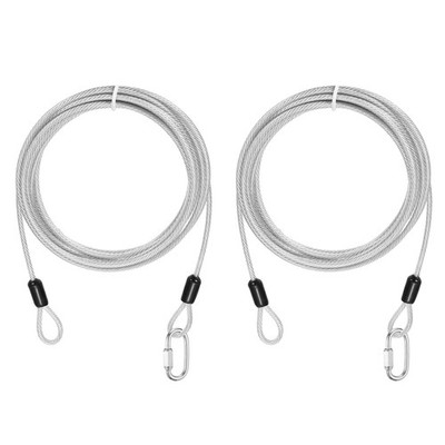 2Set 1/8'' Dia 9.8ft Security Steel Cable with Loops Clear + Quick Links