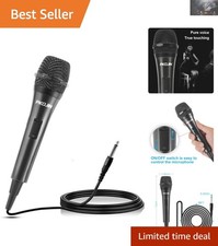 Dynamic Karaoke Microphone - Handheld Wired Mic with 10ft Cable  ON/OFF Switch