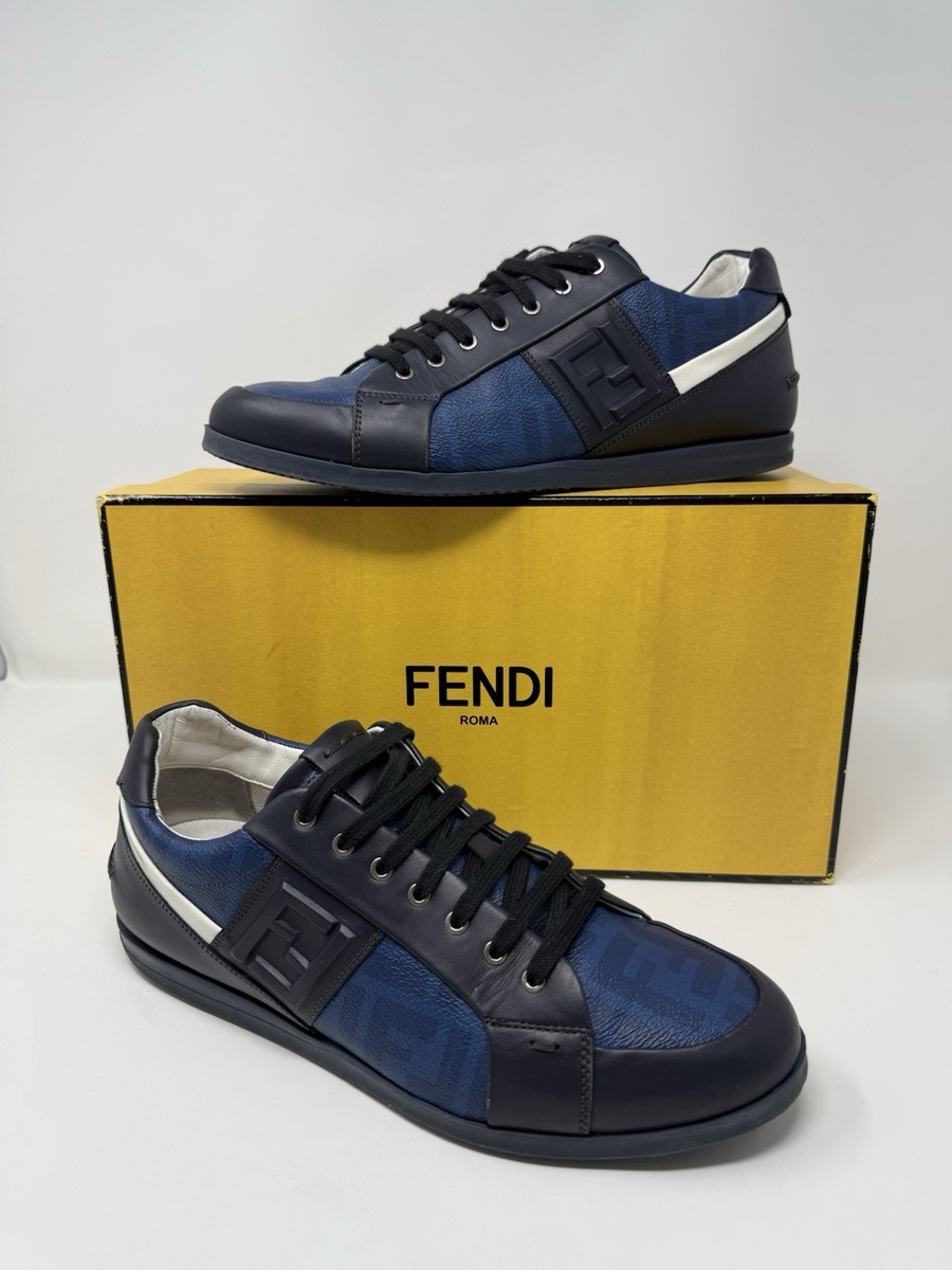 Fendi Low Top Monogram Sneaker Blue Leather Size 8 US / 7 UK Fendi Force sneakers Leather Blue | Fendi main image 4