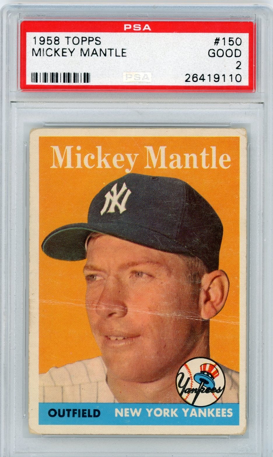1958 Topps #150 Mickey Mantle PSA 2 GD Vintage HOF New York Yankees CENTERED