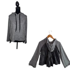 Womens Mixed Media Peplum Hoodie Ruffle Back ...