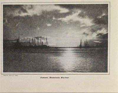 1921 Magazine Photo A Sunset & Ships in Honolulu Harbor in Hawaii