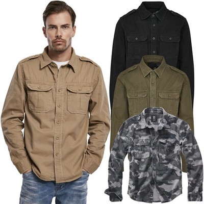 Brandit Vintage Shirt Casual Shirt Longsleeve 100 Percent Cotton Washed Look
