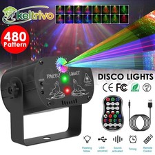 480 Patterns Laser Projector Light Stage Lighting LED RGB Disco Party KTV Lamp