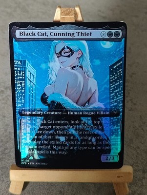 Black Cat, Cunning Thief Foil-Altered Waifu Style Fan Art MTG Foil Card