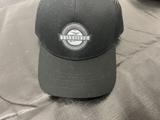 QUIKSILVER Black Rubber Patch Logo Hat Cap Trucker Mesh SnapBack Curve Brim NEW
