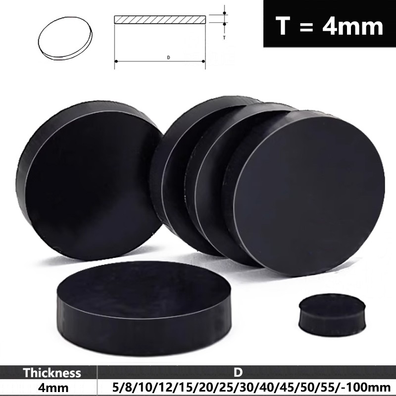 10x Round Solid EPDM Rubber Disc Discs Pads | Diameter: 12-100mm | Thickness 4mm