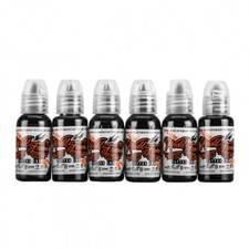 World Famous Tattoo Ink 5 Stage Shading Set 1oz Set Kit Greywash Gray 6 Bottles