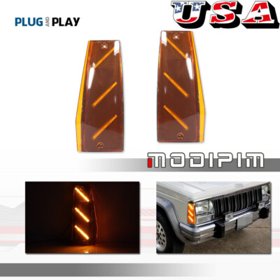 Amber Lens + LED Side Marker Lights For Jeep Cherokee XJ Wagoneer Comanche 84-96