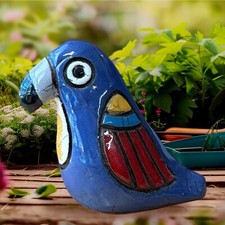 Statuina pappagallo crepitante ceramica dipinta a mano messicana Talavera arte popolare ceramica