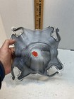 Murano Art Glass Center Piece Bowl Rare Gray Color - Swirl w/ Label — photo 9