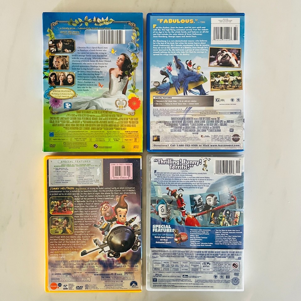 Lot of 4 Movies - DVD - Rio - Robots - Jimmy Neutron Boy Genius ...