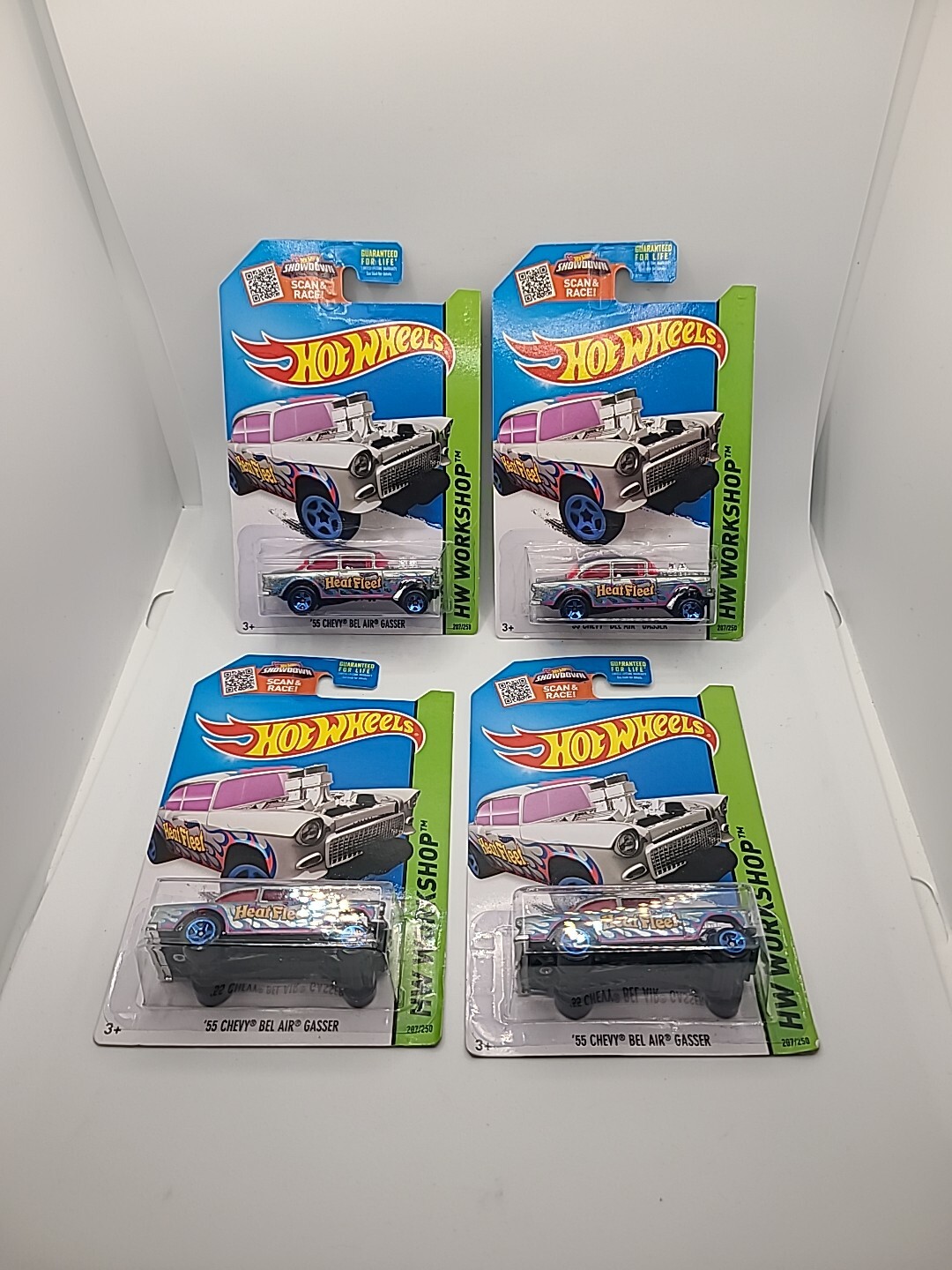 lot of 4 HOT WHEELS HEAT FLEET 55 CHEVY BEL AIR GASSER 1/64 DIE CAST eBay