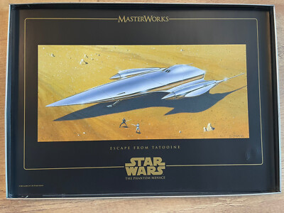 Vintage Star Wars Doug Chang Flucht aus Tatooine Film Kunstdruck Lithographie