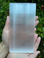 Large Selenite Charging Plate -8x4 Inch Polished Selenite Slab, Selenite Tile