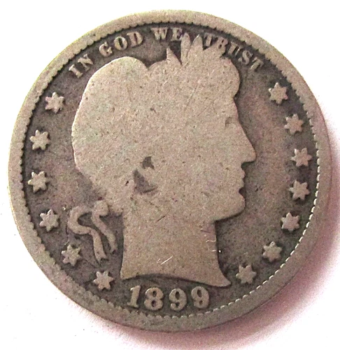 1899 Barber Quarter GOOD 90% silver
