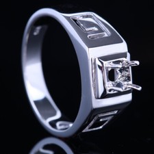 Sterling Silver 925 Men's Solitaire Prong Setting Ring Round 5-5.5mm Semi Mount