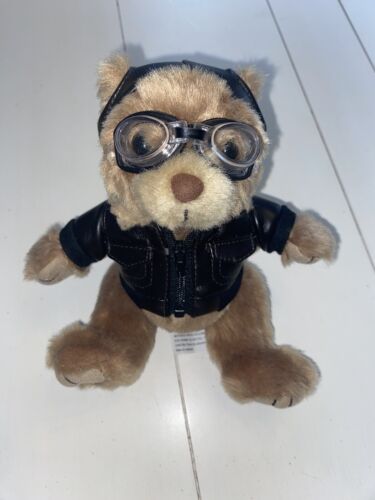 Promotional Aviator Pilot Artistic Toys Teddy Bear Bomber Leather Plush Vintage - Picture 1 of 5