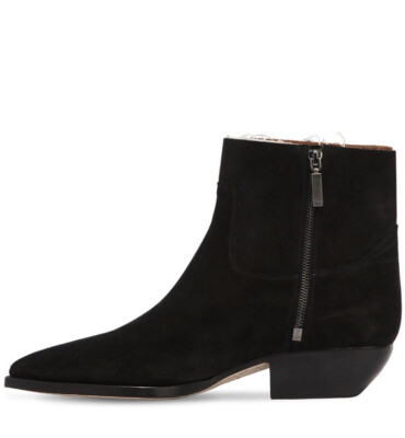 New Saint Laurent “THEO 40” Raw Cut Frayed Edge Black Suede Boots