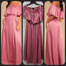 LULUS Romantic Thinking Marsala Satin Off The Shoulder Maxi Dress Size XL NWOT