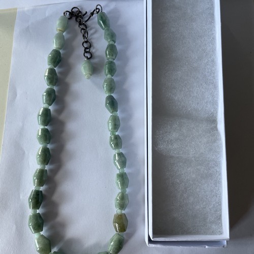Beautiful Chinese Vintage Celadon Green Jade Bead Necklace 17 inches long W/Exte - Picture 12 of 13