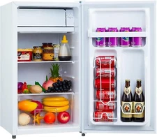 3.2 Cu.Ft. White Mini Fridge with Freezer Small Refrigerator Single Door