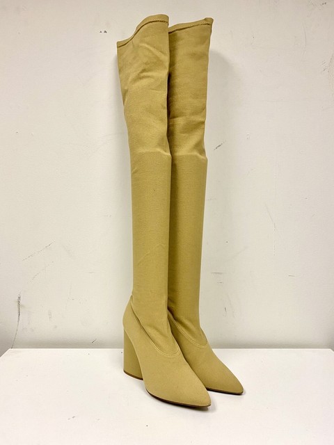 Yeezy Women Season 4 Tan Canvas Thigh High Boots Size 37 | eBay