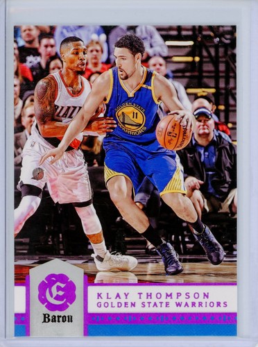 Carte Panini Noir Prime #4 /25 Klay Thompson Signée BAS 10 - Warriors 2015-16, Authentifiée