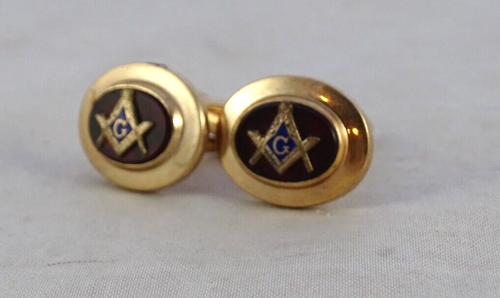 Boutons De Manchette Vintage Dorés Rouge Bleu Vert PAT. 2974381 - Occasion état Correct