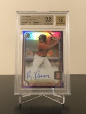RAFAEL DEVERS AUTO ROOKIE 2015 BOWMAN CHROME PURPLE REF/250 BGS GEM MINT 9.5/10