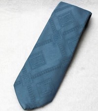 Wemlon by Wembley Mens Neck Tie Blue Print Pattern Diamond 54"x4" Vintage