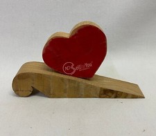 Cuneo fermaporta in legno con cuore realizzato a mano 19x11x3,5 cm arredamento