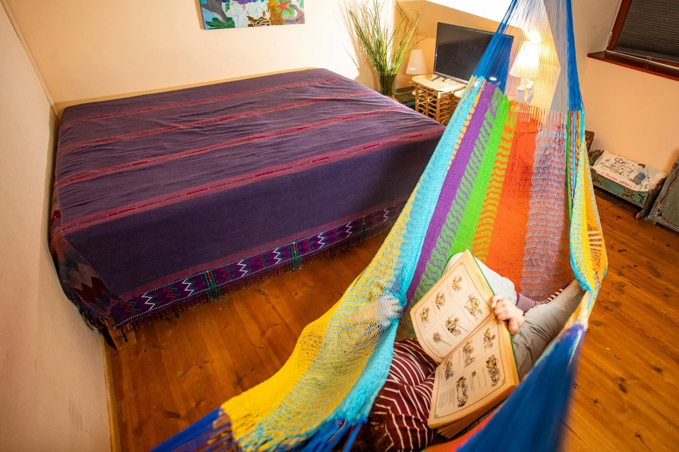Mexi 4 bunt – große mexikanische Netzhängematte handgeknüpft fair gehandelt - Bild 2 von 4