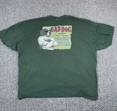 VTG 90s Big Dogs Bad Dog T-Shirt Adult Big 4X Green 1996 Double