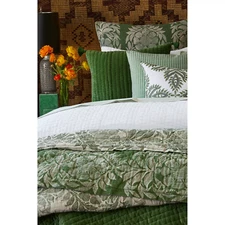 $825 JOAN ROBSHAW TEXTILES ASMA KING QUILT COVERLET BLANKET GREEN NATURAL FLOWER
