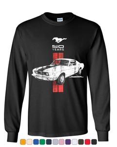 Kids Ford Mustang T-shirt Shelby Blue and Red Logo Youth Long Sleeve