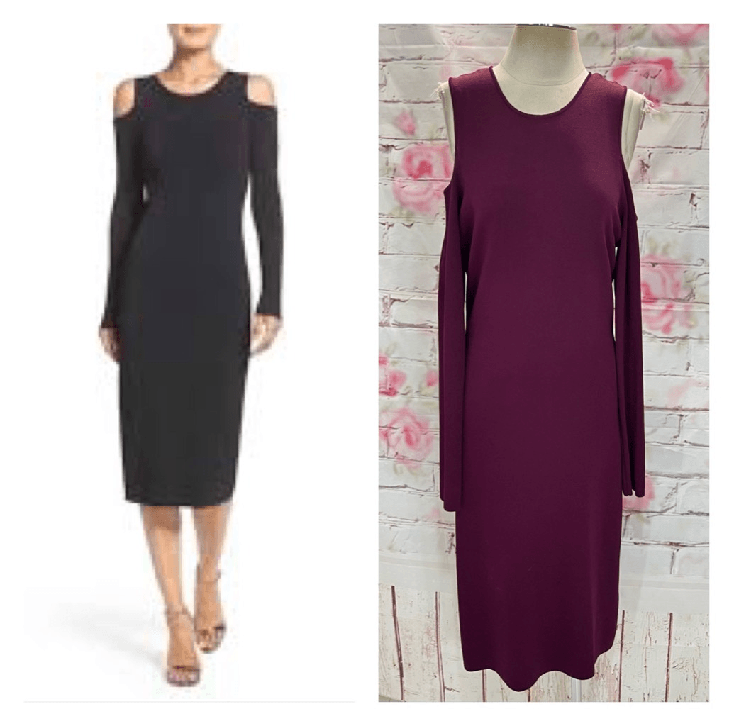 Eliza J Women's Cold Shoulder Midi Sweater Burgundy Dress Size L | eBay