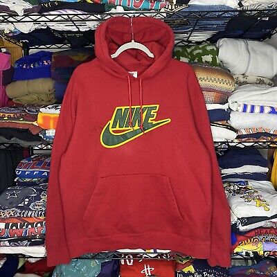 Supreme X Nike Leather Appliqué Red Hooded Sweatshirt Large | eBay