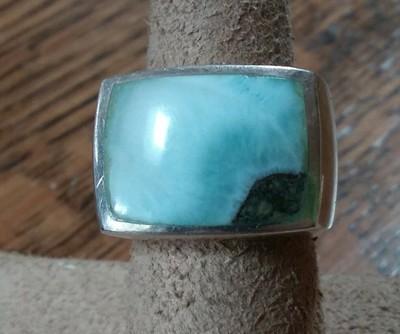 Vintage Sterling Silver Larimar Statement Ring Size 7.25 - Etsy Vintage Sterling Silver Larimar Statement Ring display picture 1