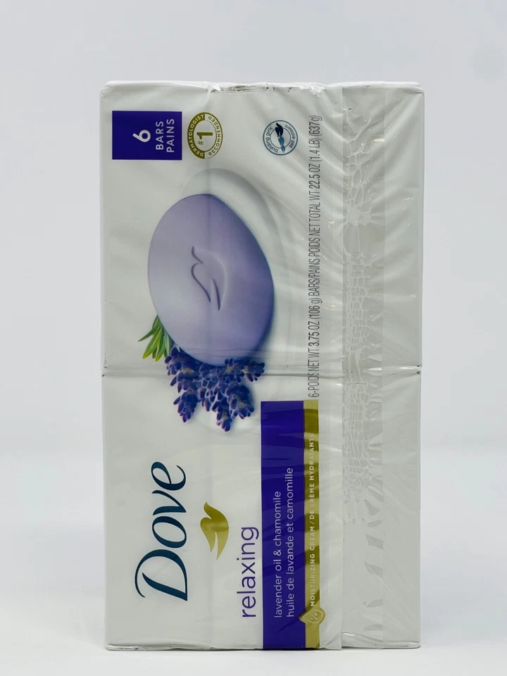 Dove Relaxing Lavender Oil & Chamomile 6 Bars 3.75oz/ 106 g new - Image 3 of 4
