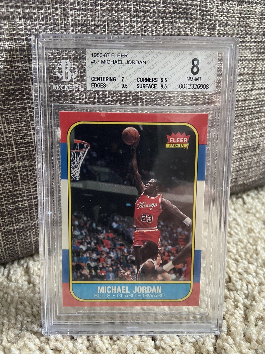 1986-87 Fleer #57 Michael Jordan Rookie Card RC BGS 8 (Subs all