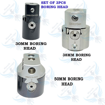 Set of 3 Adjustable Boring Heads 30mm 38mm 50mm   Precision Milling Boring Tool