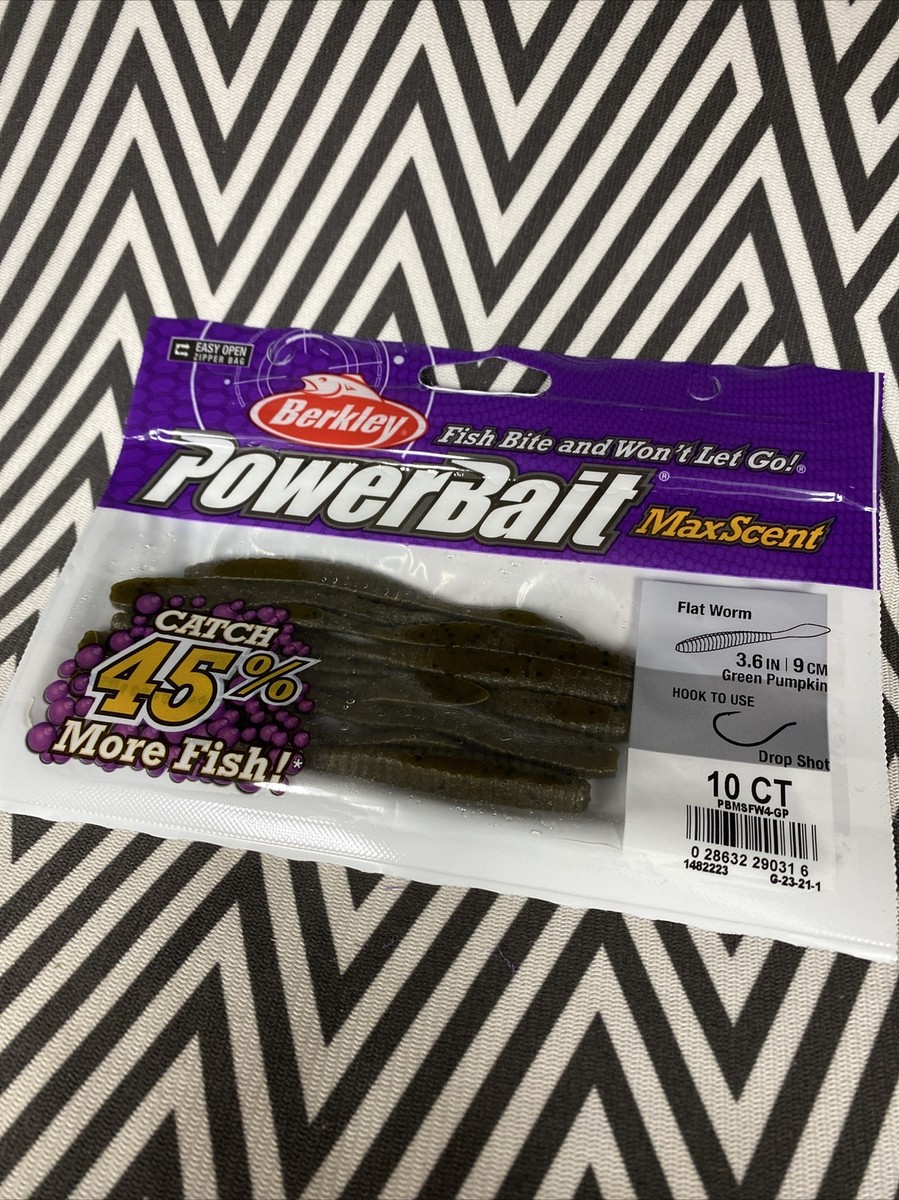 Berkley PowerBait MaxScent Flat Worm Green Pumpkin FAST SHIPPING!!!