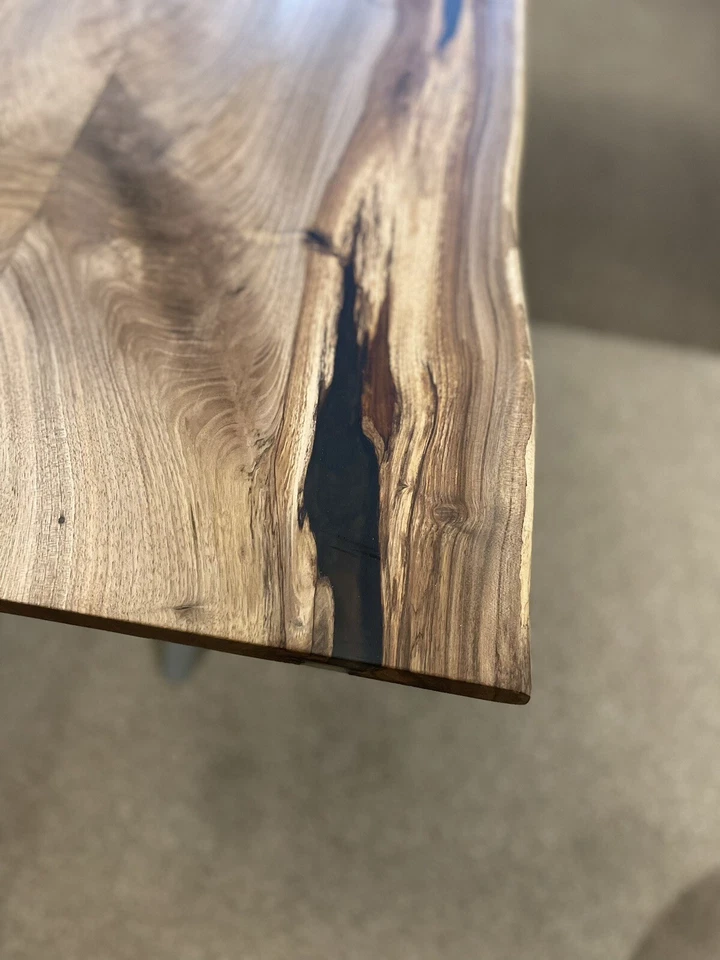 Walnut and black epoxy resin Table Fill Handmade Tabletop Coffee Table Live Edge - Image 3 of 4