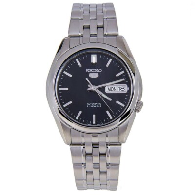Seiko 5 SNK357 Men's Stainless Steel Black Dial Day Date Automatic Watch