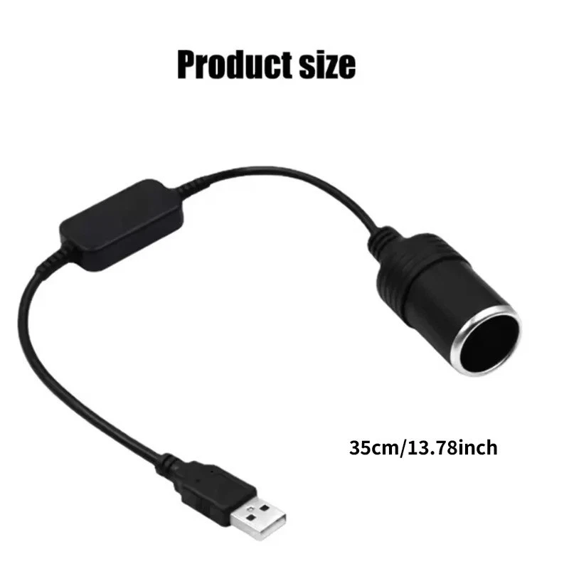 USB To 12V Car Cigarette Lighter Female Socket Converter Adapter Cable Connector - Image 3 of 4