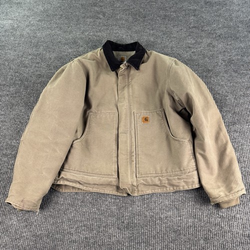 Carhartt J164 MUS Dearborn Jacket Men Large Brown Sandstone Duck Sherpa Lined