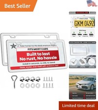 2 Pack Rust-proof Silver Stainless Steel License Plate Frames - 12.25 X 6.25