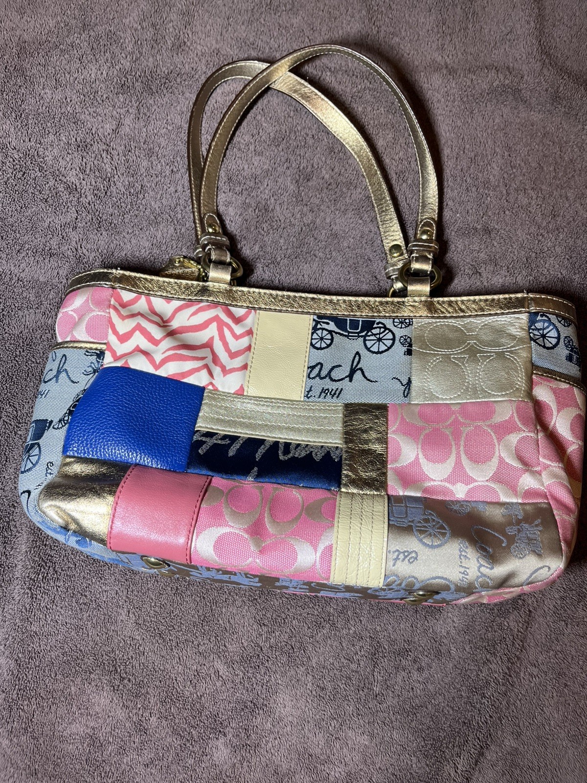 Pristine Coach Colorful Patchwork Anniversary Tot… - image 6